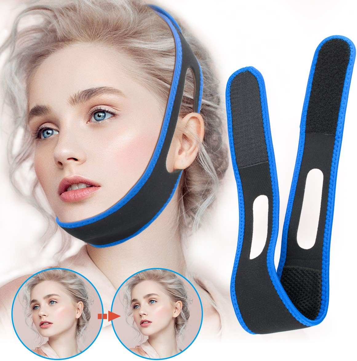 Facial Slimming Strap,Chin Up Patch Double Chin Reducer Face Lifting Belt Bandage Anti Wrinkle Face Mask Band V Line Lifting Chin Strap for Women Men Eliminates Sagging Skin Lifting Firming Anti Aging