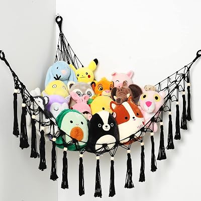 VISATOR Toy Hammock for Stuffed Animals Macrame Boho Wall Hanging net