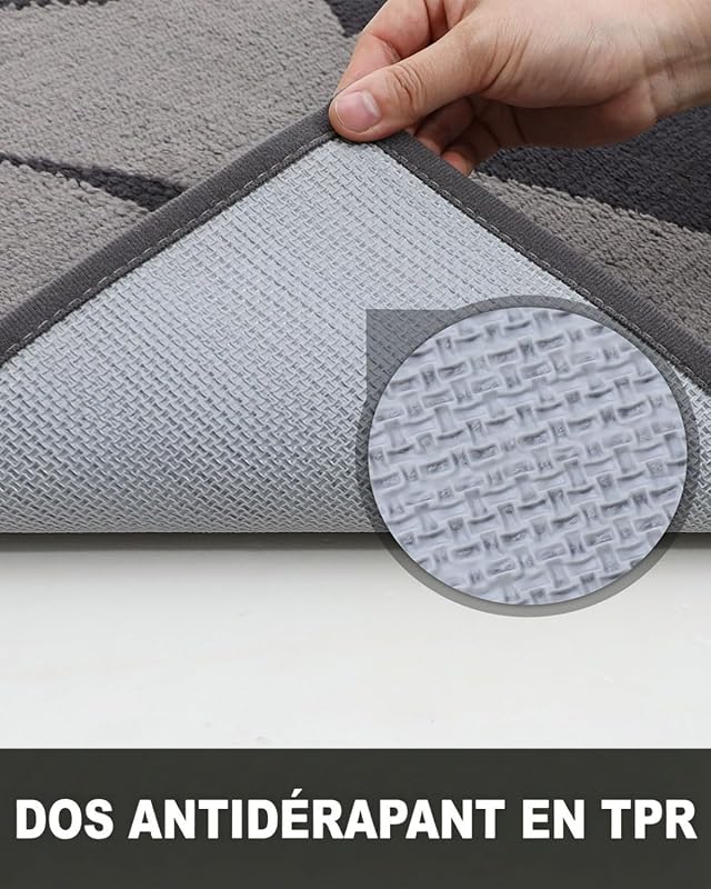 50×80cm Paillasson Intérieur Antidérapant et Absorbant – Tapis Microfibre Lavable avec Base en Caoutchouc pour Cuisine, Salle de Bain, Entrée et Animaux – Gris Anthracite Chien — photo 4 sur 8