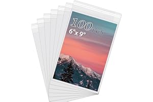 Somime Acid-Free Picture Sleeves, 100Pack Crystal Clear Storage Bags for 6x9 Art Prints, Pictures, Photos, Frame Mats (Bag Size: 6 1/2" x 9 1/2")