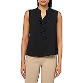 Kasper womens Sleeveless Ruffle Neck Blouse