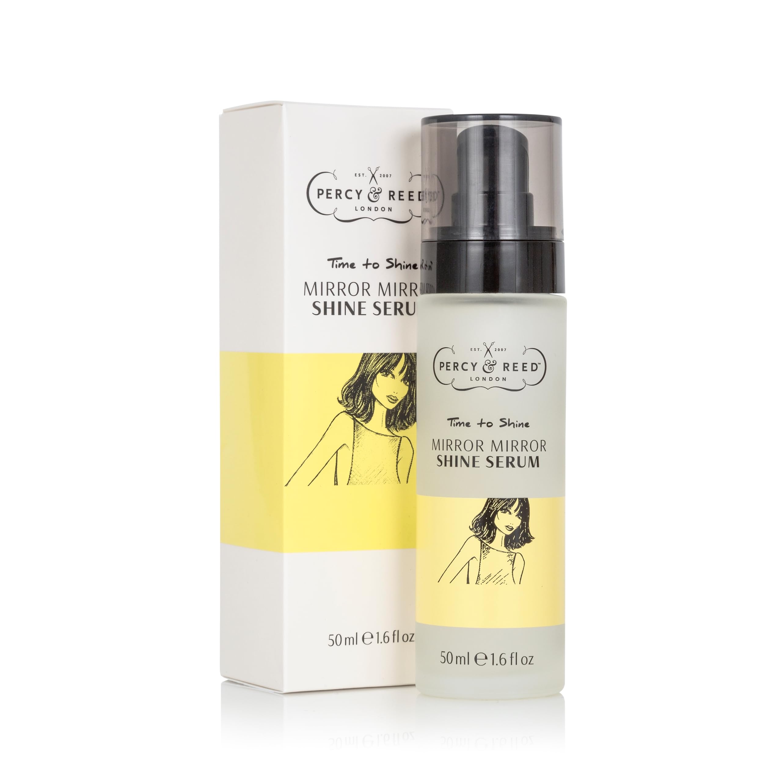 Percy & Reed Time to Shine Mirror Mirror Shine Serum - Anti-Frizz, UV & Colour Protection, Lightweight Oil, Moisturises & Nourishes Hair. Free from Gluten, Sulphates & Parabens. Vegan Friendly - 50ml