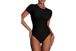 GKBK Women's Crew Neck Short Sleeve Bodysuit Fashion Tops T-shirts Casual Basic Bodysuits for Women