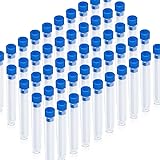 Teenitor 50 Pack Clear Plastic Test Tubes with Blue