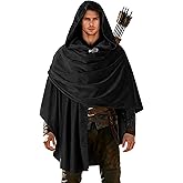 VZQI Hooded Cloak - Halloween Short Medieval Fantasy Cape for Cosplay - Unisex Renaissance Costume