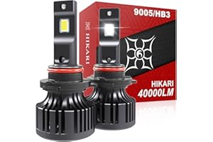 HIKARI WINGS 2026 40000LM 9005 HB3 LED Bulbs, 45W Upgraded Core Chips, High Lumens LED Kit, 6000k Cool White, IP68 Waterproof, Halogen Upgrade Replacement, 9145 9140 H10 Foglight