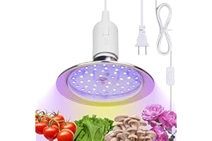 LURKA LED Mushroom Grow Light for Kits & Tents - Energy-Efficient Hanging Lamp with Dual Spectrum, 4.9 ft Extension Cord, White & Blue LEDs for Optimal Mushroom Growing