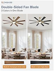 ZMISHIBO 62 Inch Black and Gold Ceiling Fans with
