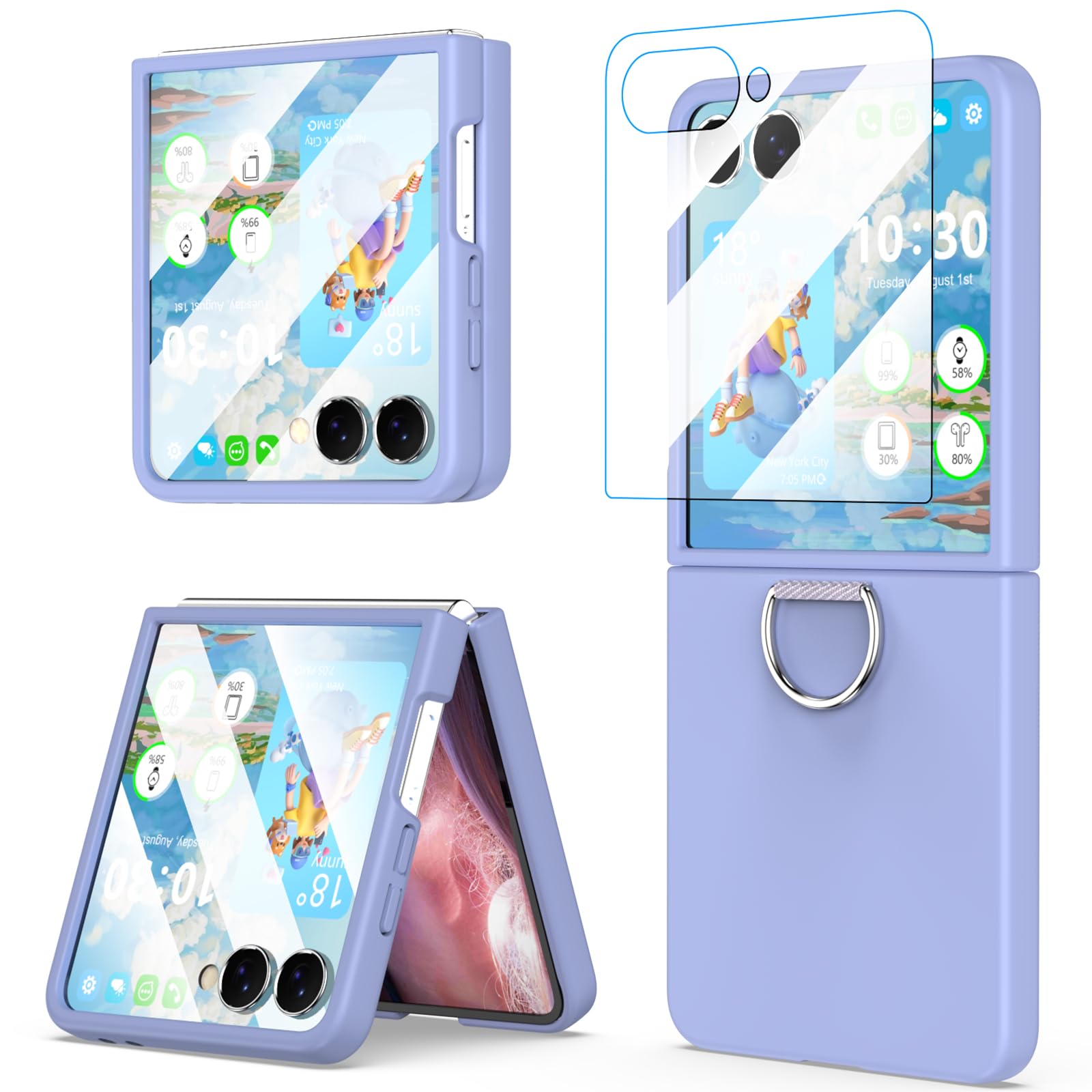 Photo 1 of DAKORIE for Samsung Galaxy Z Flip 7 Case with Screen Protector Ring Shockproof Protective Cover Flip Z 7 Phone Case for Galaxy Z Flip 7 5G 2025 - Purple