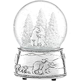 Reed And Barton Snow Globe, North Pole Bound Polar Bears Musical Snow Globe, Made From Resin & Glass, Silver-Plated Polar Bear, Plays Jingle Bell, Winter Decor, Christmas Decorations (Silver, 1 Piece)