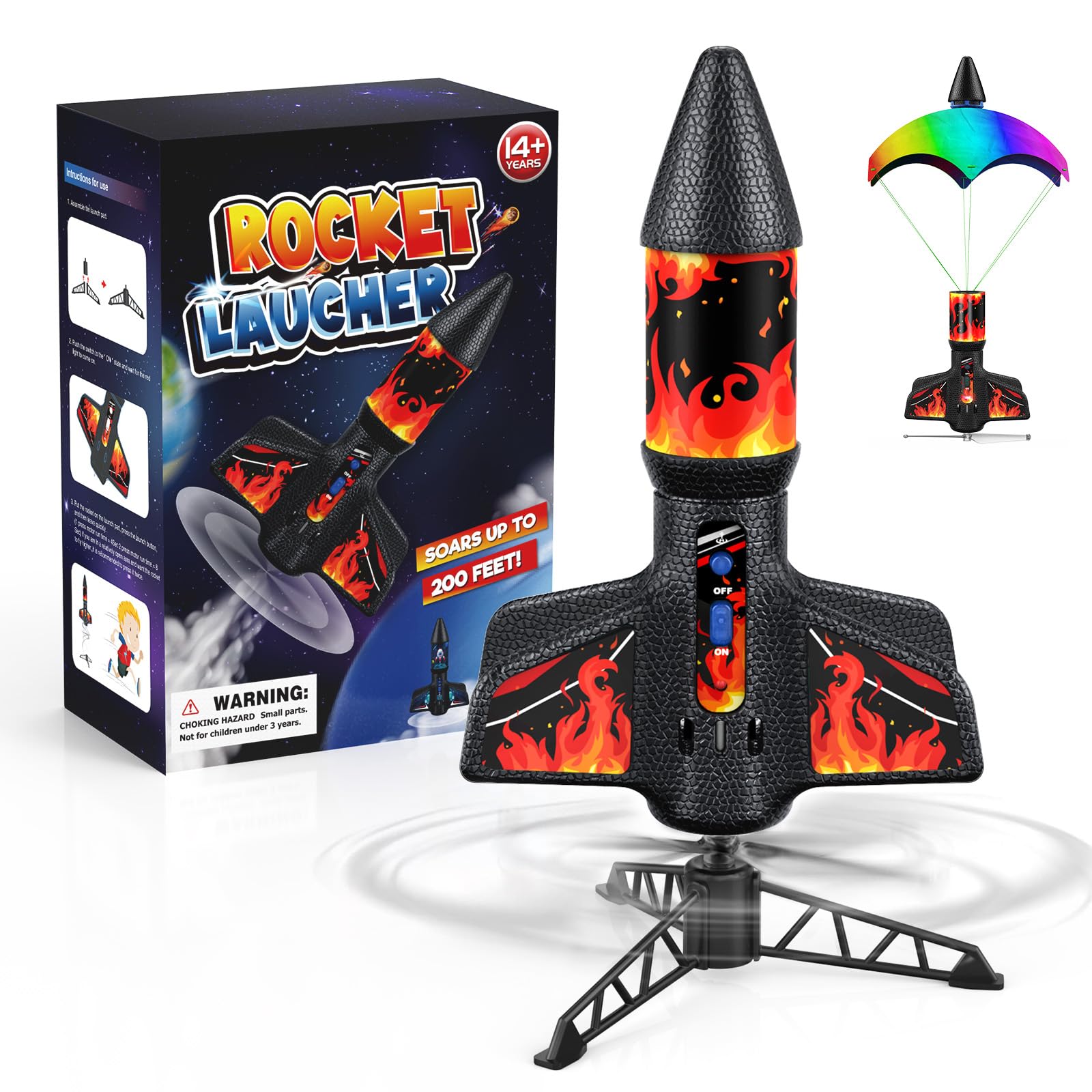 Photo 1 of Rocket Launcher, 200 Feet of Flight Altitude, Model Rocket Kits with Launch Set, Ultra-high Flying Rocket, Rocket Toy, Kids Outdoor Toys, Gift for Kids Ages 8-12 Children's Day Gift - Red