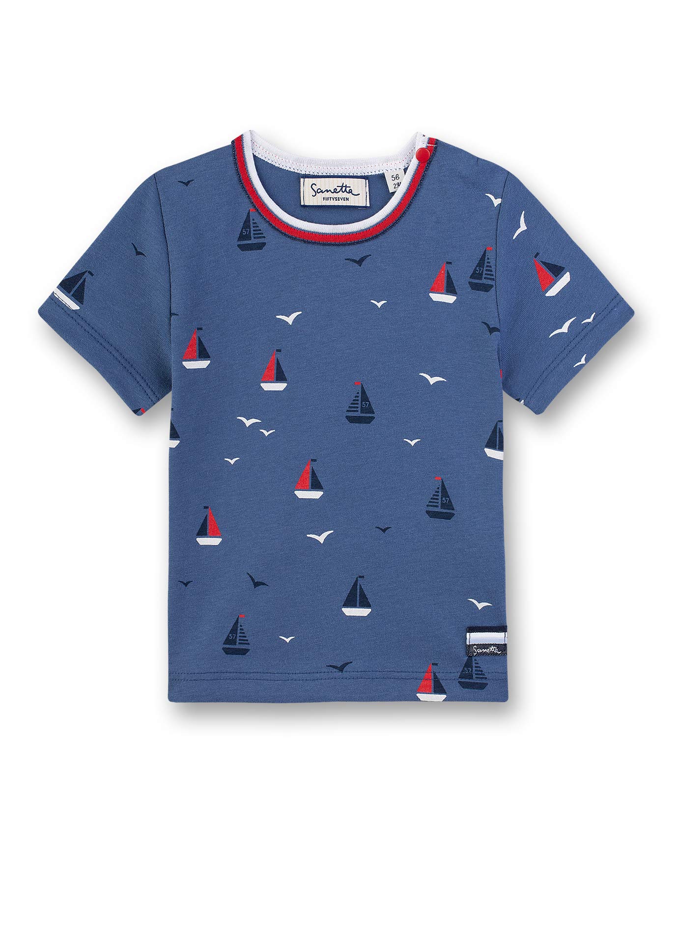 Sanetta Baby Boys' Fiftyseven T-Shirt Long Sleeve Top, Blue (Ocean Blue 50315), 30 (Size: 056)