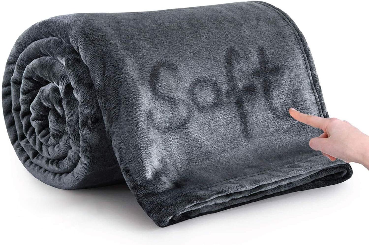 MOONLIGHT20015 Fleece Throw Blanket Dark Grey 5ft x 6.5ft, Soft Cosy Fluffy Blankets for Sofa/Couch/Bed