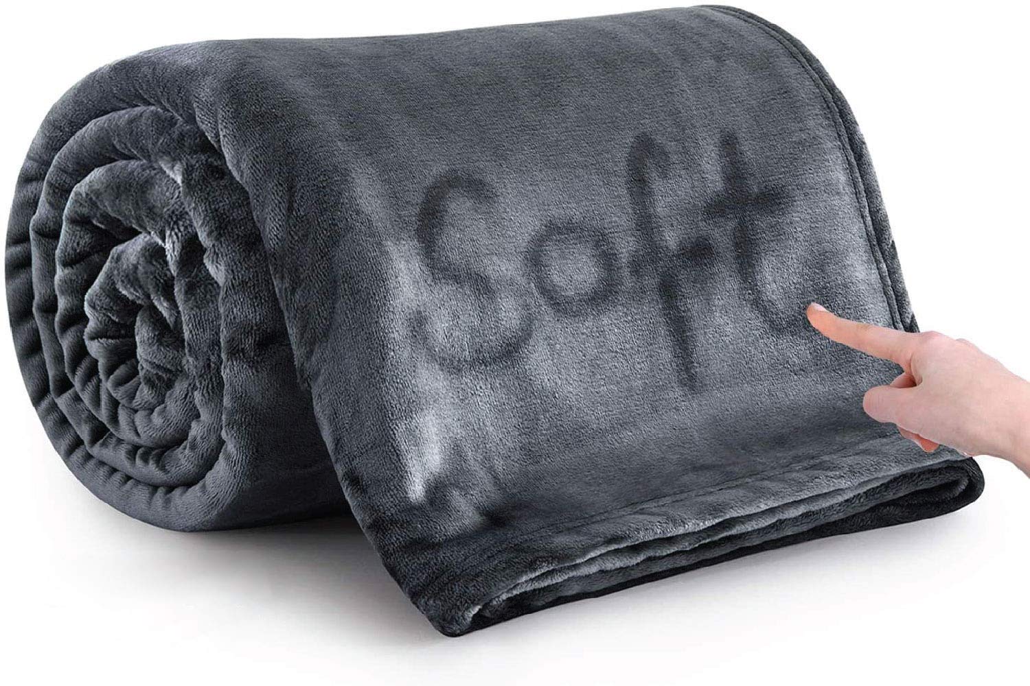 MOONLIGHT20015 Fleece Blanket for Bed 7ft x 8ft - Soft Cosy Fluffy Grey Throw Blankets, 400 GSM Warm Versatile Large Throws for Sofa/Couch Dark Gray, 200x240 cm, Queen Size