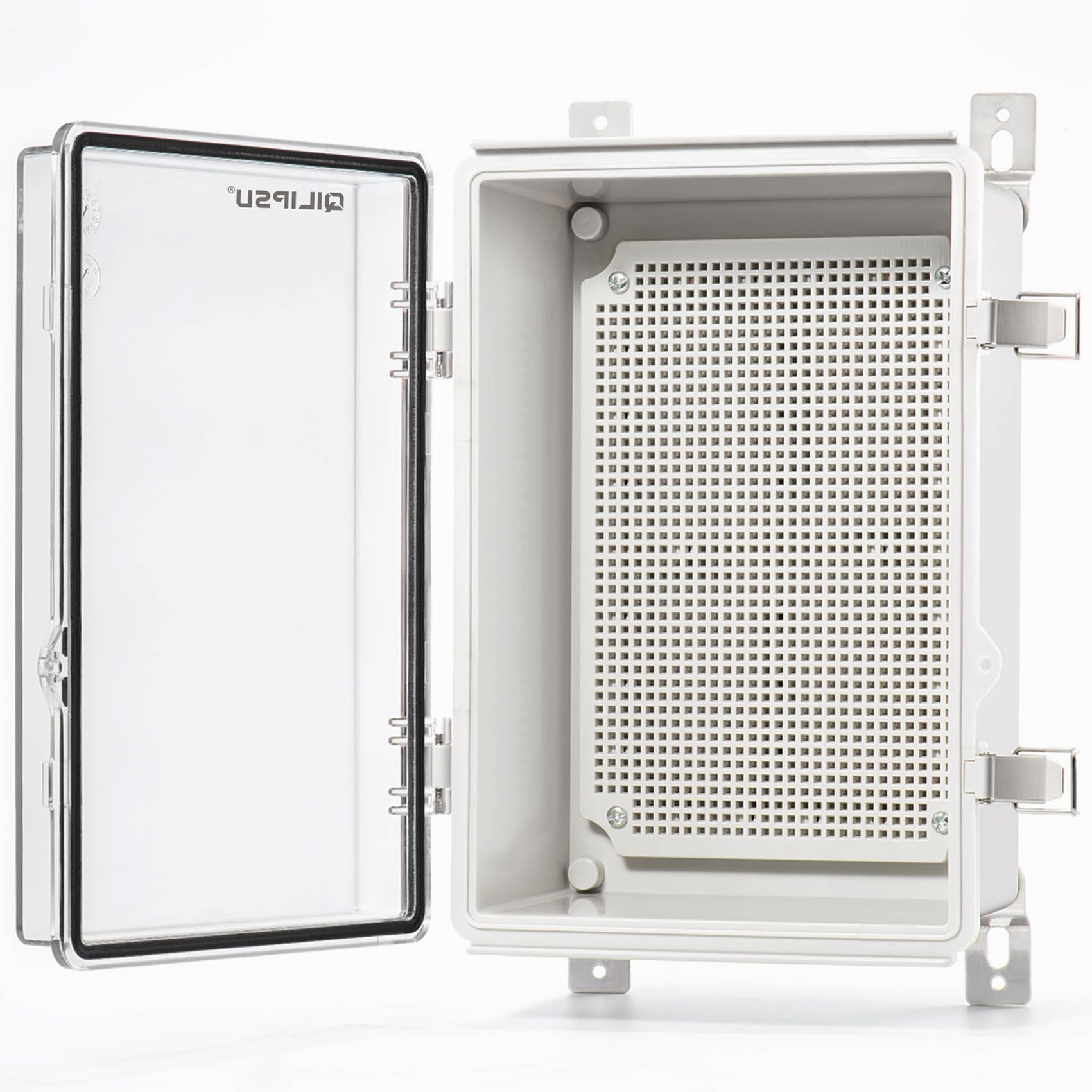 Photo 1 of QILIPSU Waterproof Junction Box IP67 Outdoor Plastic Electrical Project Enclosure Weatherproof with Mounting Plate, Wall Brackets, Hinged Clear Cover 11.2"x7.7"x5.1" CC