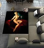 TOMORROWrug Custom Snaked Sexy Pin Up Girl on Bed,Area Rug Dining Room Home Bedroom Carpet Floor Mat 7'x5'