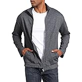 Oymyakon Men's Lightweight Varsity Jacket Spring Casual Stylish Bomber Jacket Waffle Zip Up Coat with Pockets