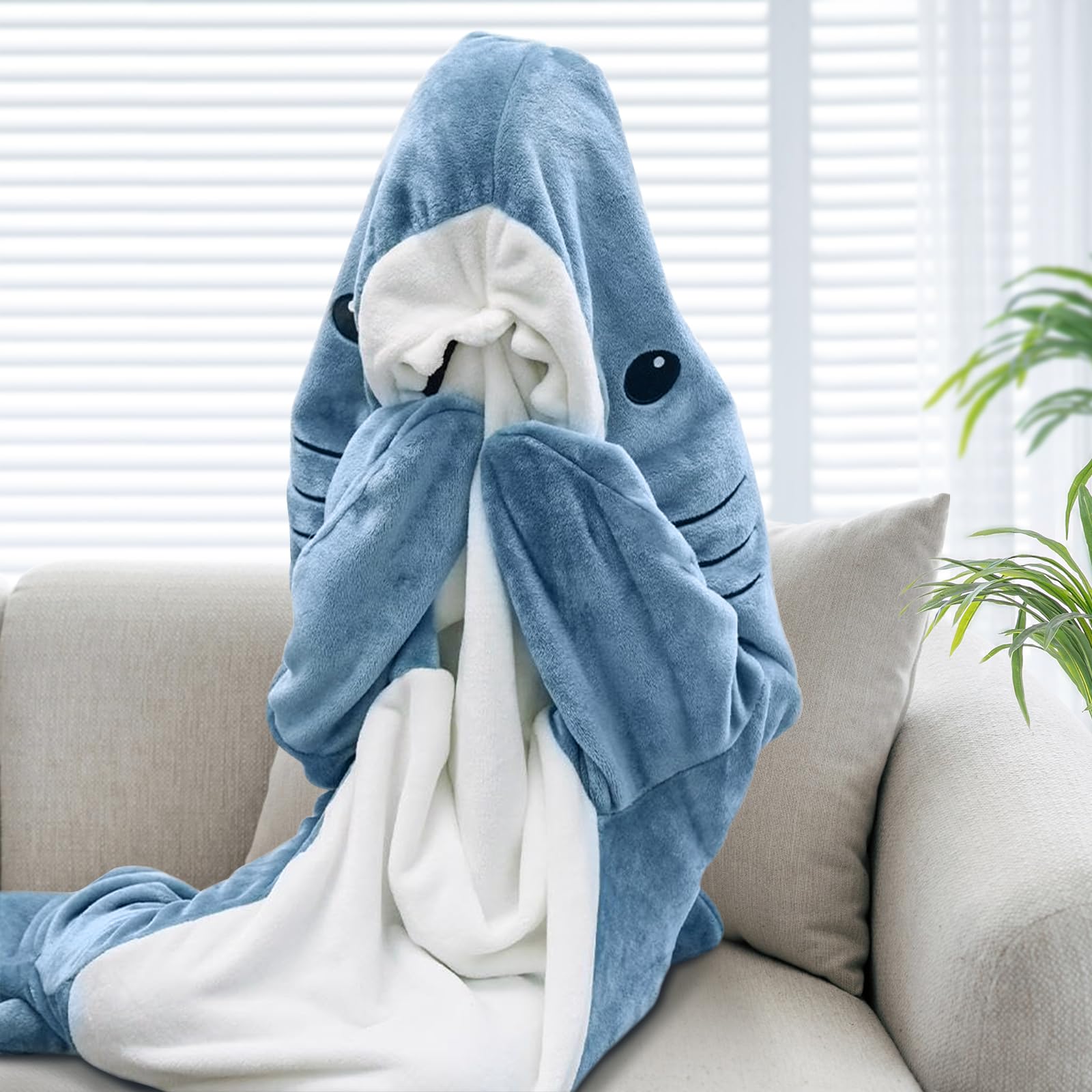 TBGENIUS Shark Blanket Hoodie Onesie for Adults and Kids, Cozy Flannel