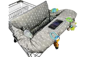 ICOPUCA Shopping Cart Cover for Baby boy Girl, Anti Slip Design, Cotton High Chair Cover, Machine Washable for Infant, Toddler, Grocery Cover (Grey)