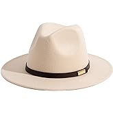 Gossifan Fedora Hats for Men Wide Brim Panama Hat with Classic Belt
