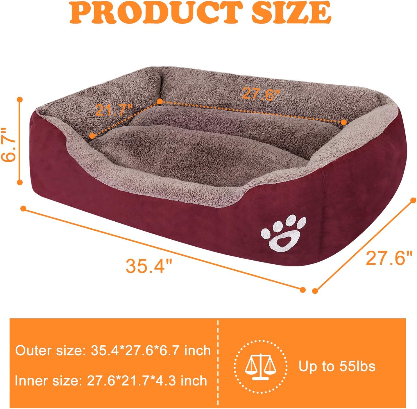 PUPPBUDD Dog Bed for Large Dogs Washable Comfortable Safety Pet Sofa Extra Firm Cotton Breathable for Medium and Small Dog Blue : Pet Supplies