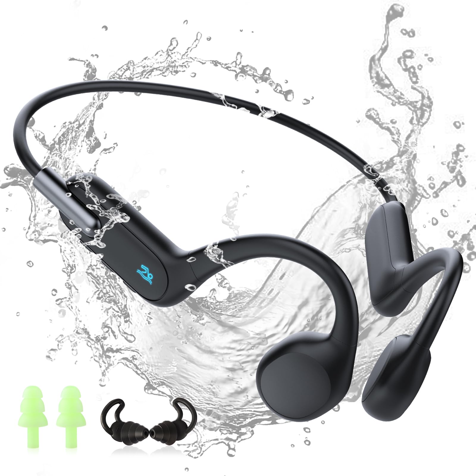 HIFI WALKER Bone Conduction Headphones Wireless Bluetooth 5.3, IPX8 Waterproof Bone Earphones Sports MP3 Player with 32GB, Underwater Swimming Headphone with Mic for Cycling, Running, Swimming