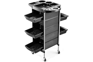 YUEIEOUN Salon Trolley Cart for Hair Stylist, Beauty Rolling Hair Salon Cart Rack with Worktop, Portable Salon Station with 5 Drawers, Professional Beautician’s Equipment Cart with Wheels for Salon/Spa/Tattoo