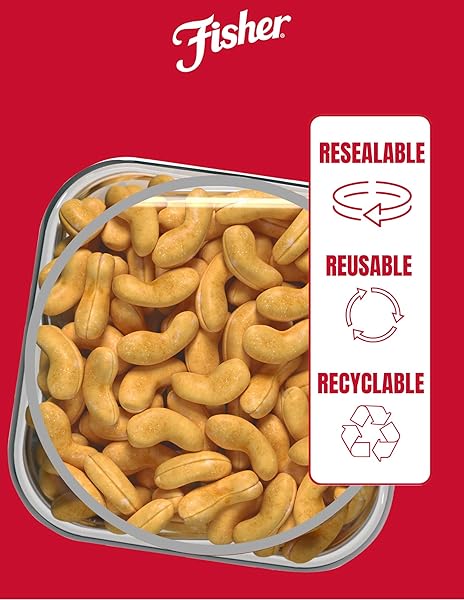 FISHER SNACK PREMIUM WHOLE CASHEWS, 24 OUNCES, ROASTED WITH SEA SALT, NO ARTIFICIAL COLORS OR FLAVORS, 100% RECYCLABLE