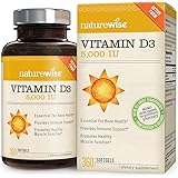 NatureWise Vitamin D3 5,000 IU for Healthy Muscle Function, Bone Health and Immune Support, Non-GMO in Cold-Pressed Organic Olive Oil,Gluten-Free, 1-year supply, 360 count