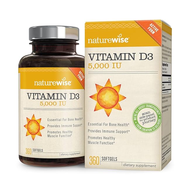 NatureWise Vitamin D3 5,000 IU for Healthy Mus...
