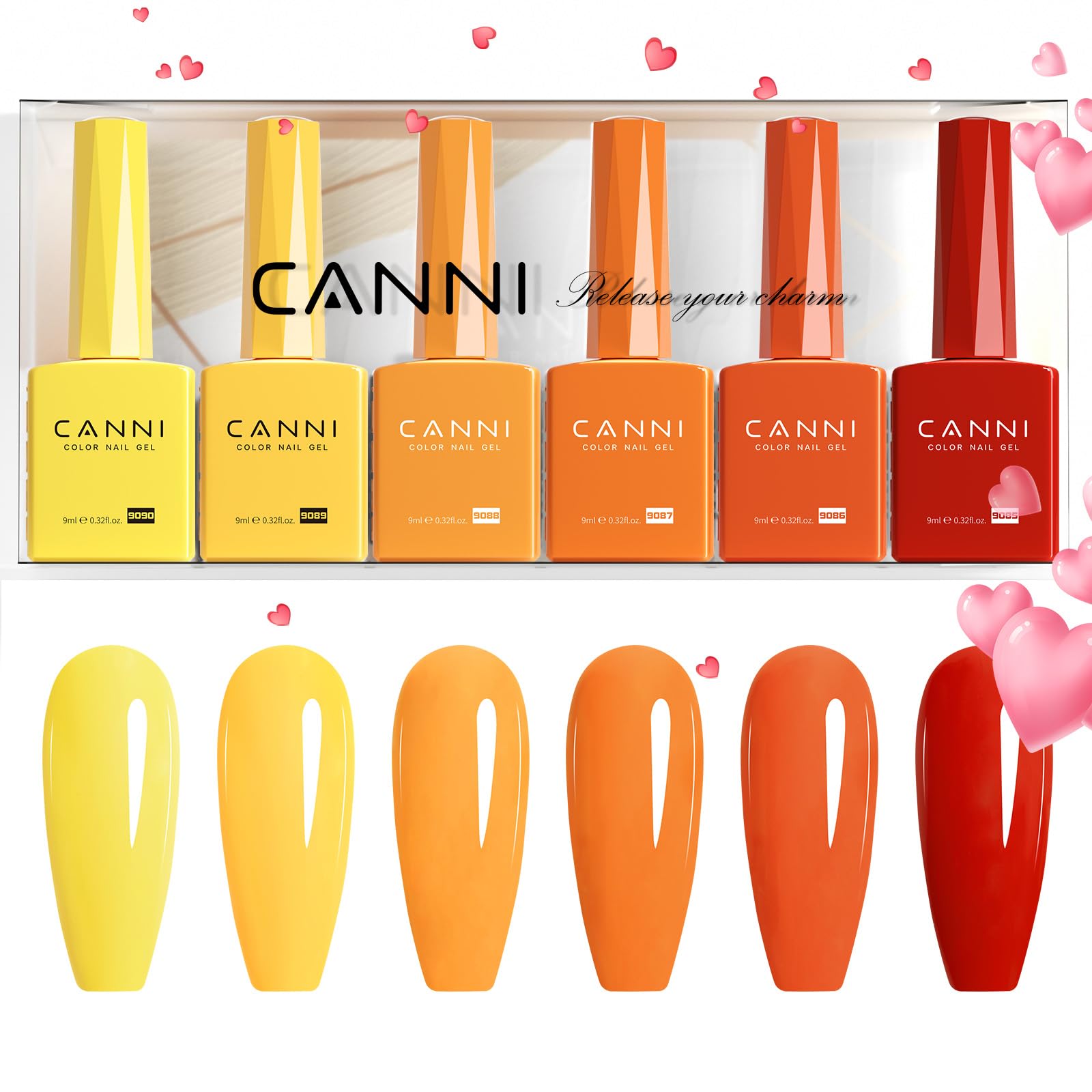 CANNI 6Pcs 9ml Yellow Fall Gel Nail Polish Set- Orange Red Yellow Fall Colors Gel Polish Kit DIY at Home Salon Christmas New Year's Gifts for Girls - Image 8