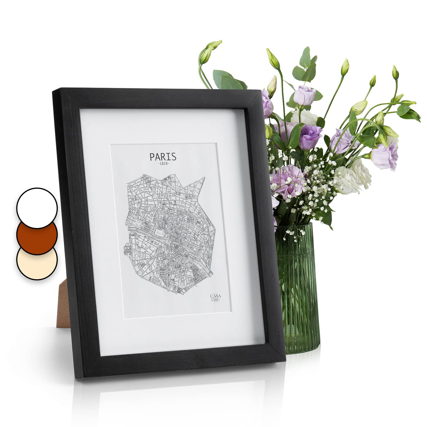 Casa Chic Picture Frames, 28x23 cm Photo Frame, Standing/Wall Mounted Photo Frames For Home & Office, Vertical/Horizontal Display, Real Glass & Wood, Passepartout Poster Frame, Picture Frame โ image 1