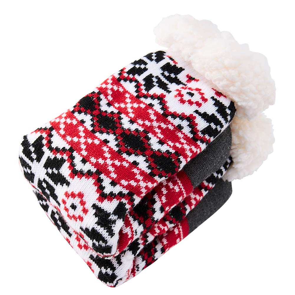 Spreadhoodie Womens Soft Fluffy Socks Warm Fuzzy Lined Cute Christmas Elk Santa Claus Winter Home Socks Non Slip Slipper Socks Red