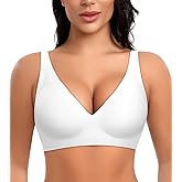 Ganado Deep V Wireless Bras for Women No Underwire Push Up Seamless Padded Comfort Bra Supportive Wirefree Bralette
