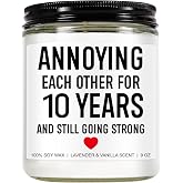 Younift Funny Scented Candle, 10 Year Anniversary, Gifts for Wife, Husband, Couple - Aluminum or Tin Gifts for 10th Anniversary for Him, Her - 10 Year Wedding Anniv. Decorations - 9 oz