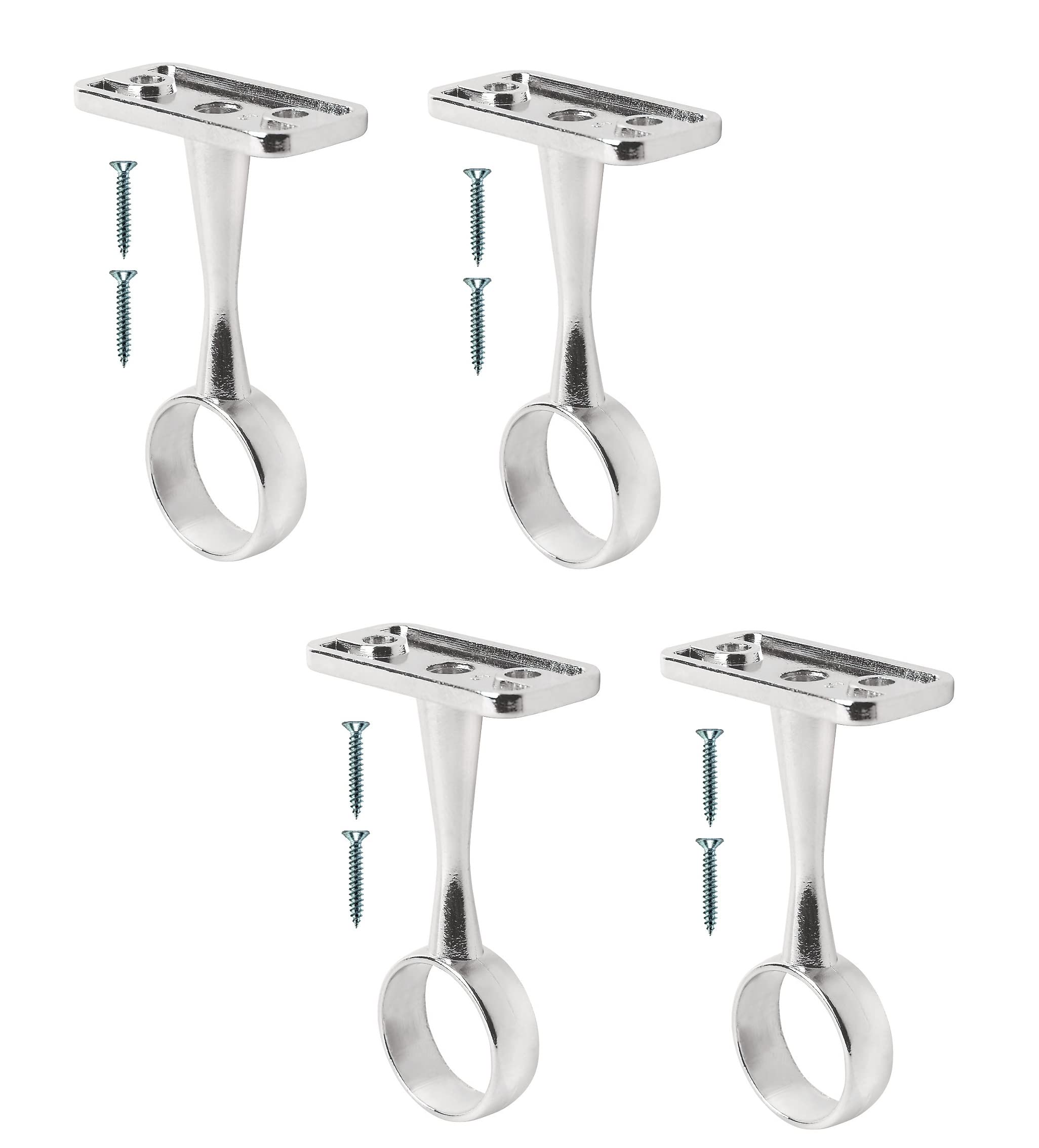 TERF® Polished Chrome Ceiling-Mount Bracket for Up to 19mm Diameter Curtain Pole - Pack of 4