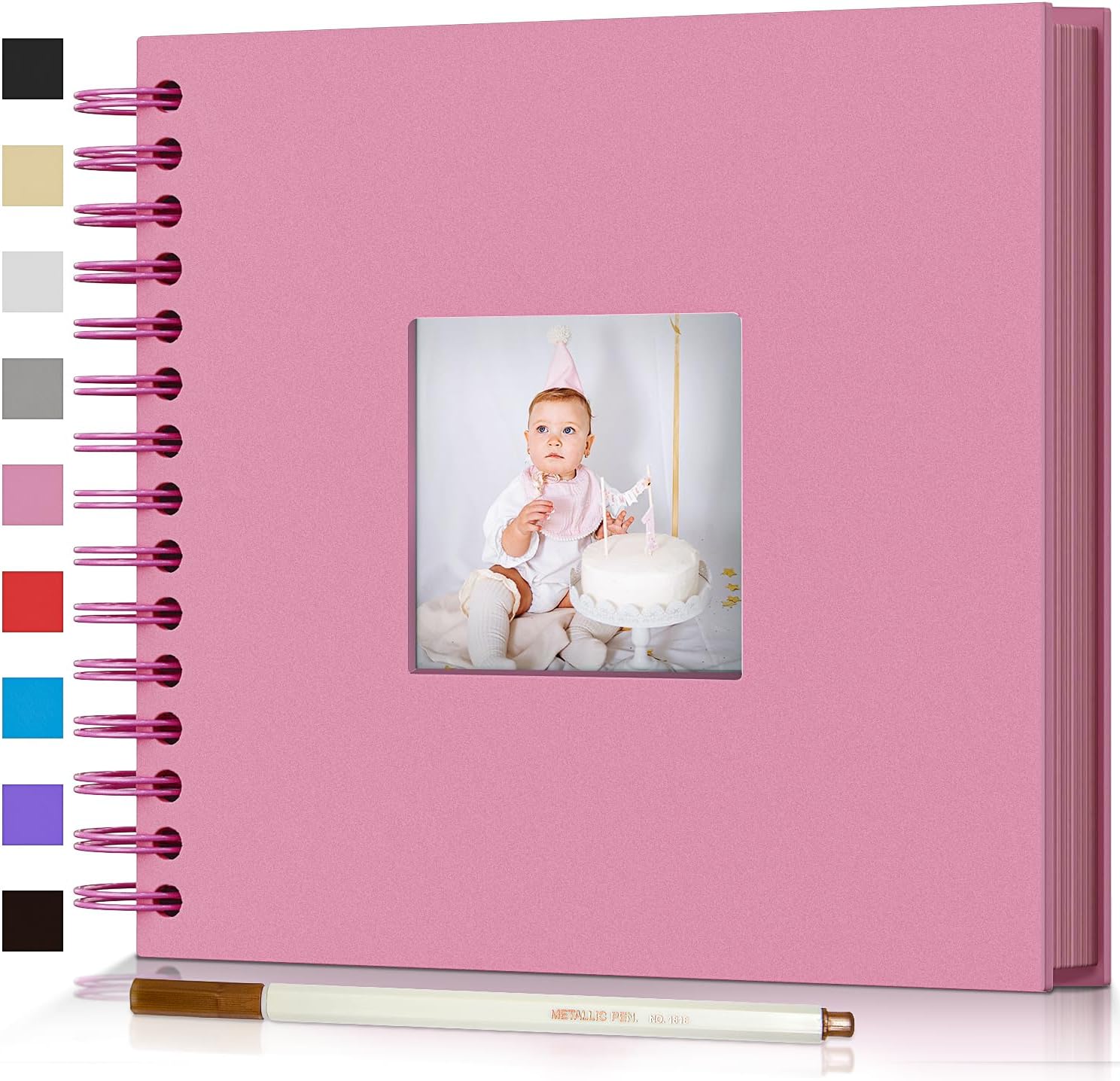 Photographs - Scrapbook Photo Album,8x8in DIY Hardcover Kraft Photo Album with Display Picture Window,Personalized Blank Memory Book for Family, Wedding,Guest Book,Anniversary,80Pages/40Sheet