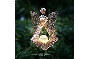 KAIXOXIN LEDs Solar Stake Lights for Garden Metal Warm White, Memorial Gift - Perfect as Remembrance & Sympathy Gifts (Angel-Bronze) (Angel)