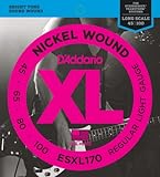 D'Addario ESXL170 Nickel Wound Bass Guitar Strings, Light, 45-100, Double Ball End, Long Scale