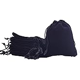 Sansam 50pcs Small Drawstring Velvet Jewelry Pouches, 4.0x4.8 Inch Black Drawstring Velvet Gift Bags,Treat Favor Bags for Wedding, Party, Shower