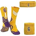 aoenbork Basketball Socks Stitched Number Elite Athletic Socks&Basketball Wristband Headband Sport Socks for Men and Youth