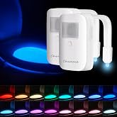 Chunace Toilet Bowl Night Lights Motion Detection 2Pack, USB-C Rechargeable | 16-Color LED Night Light Motion Sensor Inside T