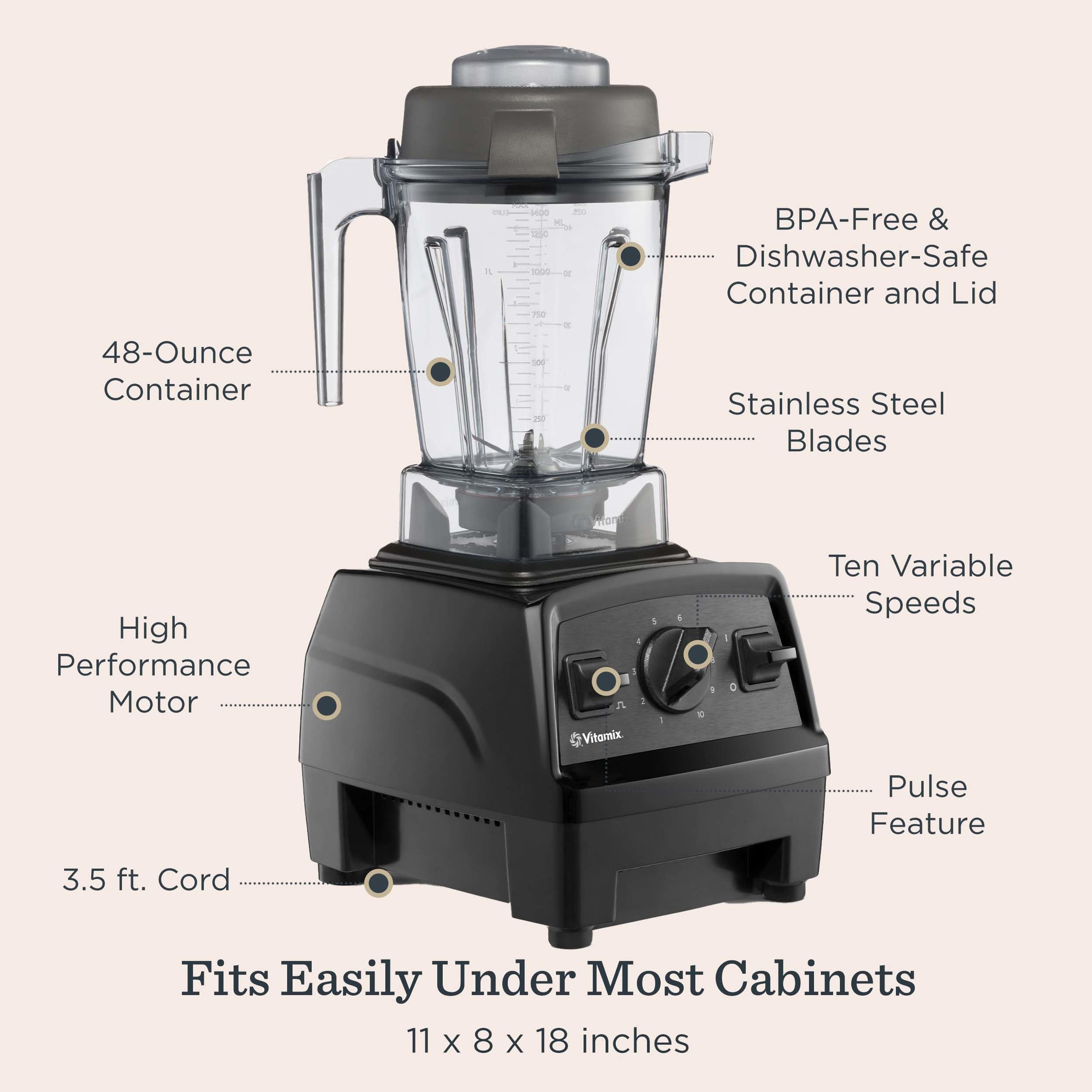 Licuadora Vitamix Explorian E310, licuadora de cocina de grado profesional para batidos, sopas, jugos y más, 10 velocidades, cuchillas de acero inoxidable, aparato de cocina autolimpiante, recipiente de 48 onzas, pizarra