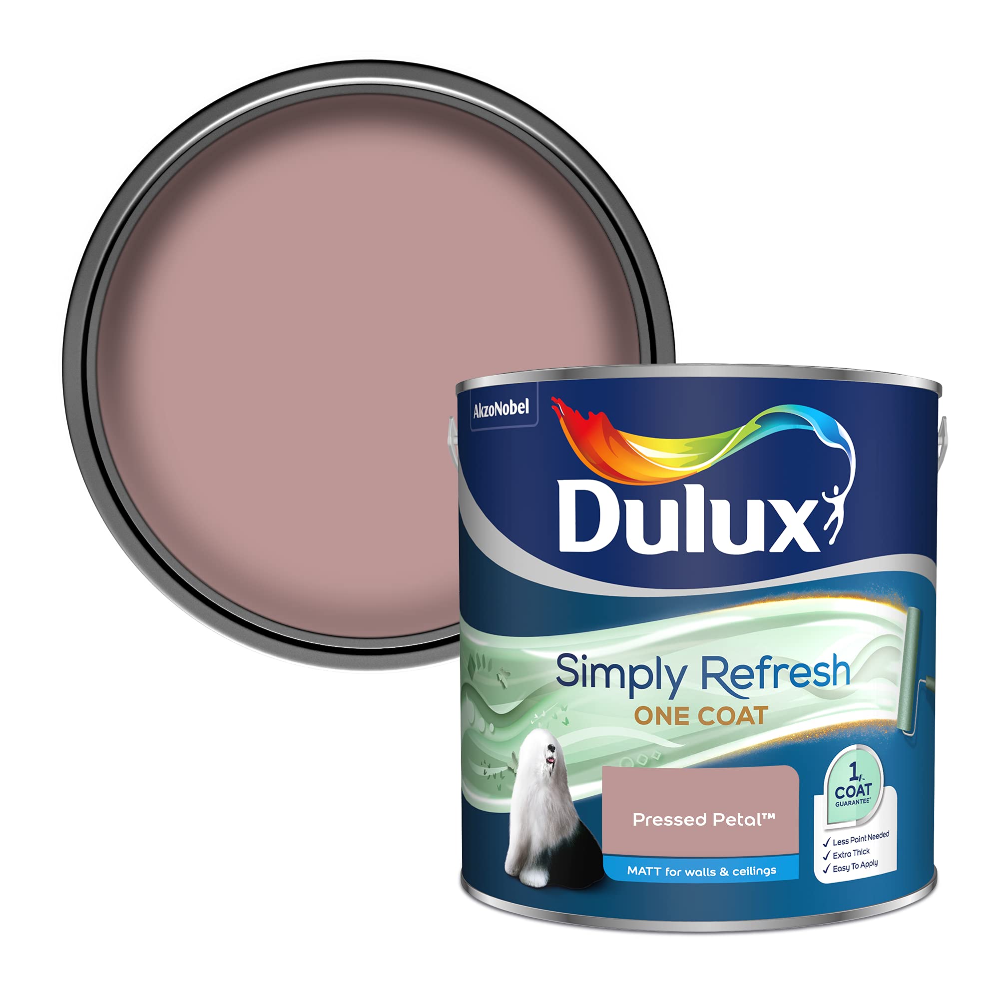 Dulux Simply Refresh Matt Emulsion Paint, 5382905, Pressed Petal - 2.5 L