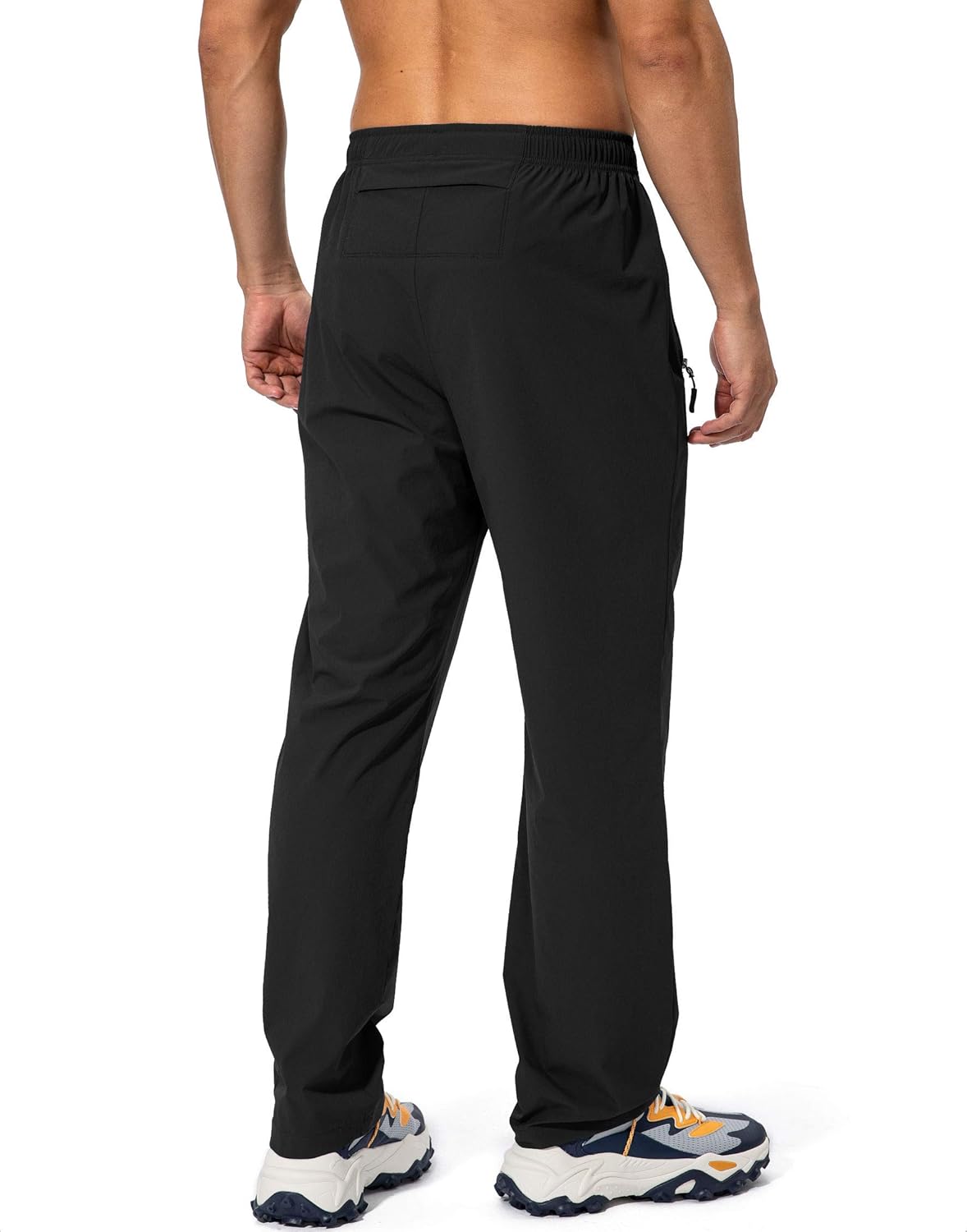 Pudolla Men's Workout Athletic Pants Elastic Waist Jogging Running Pants for Men with Zipper Pockets: Clothing