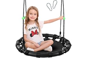 TBMLC 24-Inch Diameter Tree Swing- 1 Inch Diameter,1MM Thick Sturdy Steel Frame with Thick Foam Pipe Cover and Durable PP Mat - Perfect for Outdoor Fun and Relaxation (24 inch Diameter, Black)