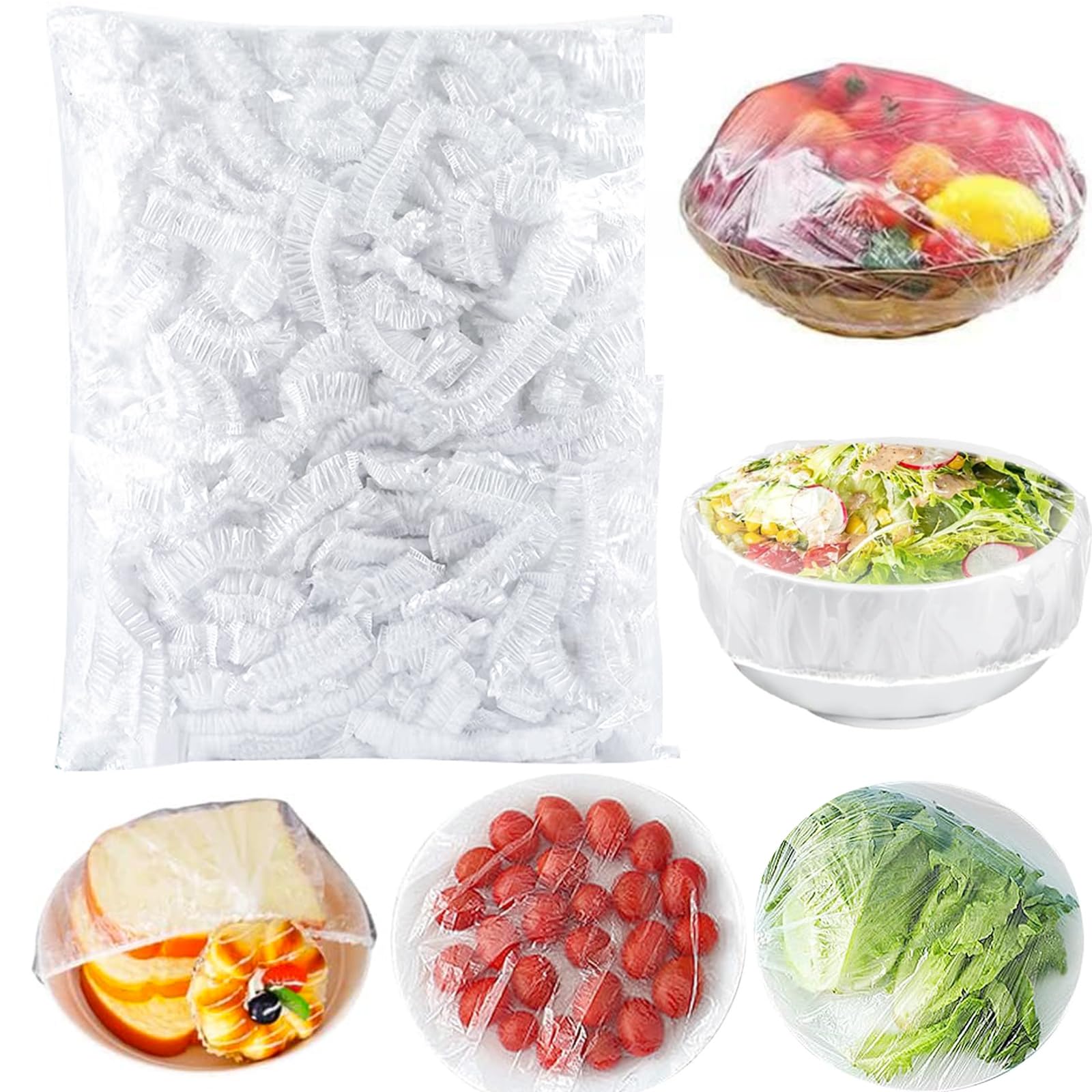 Photo 1 of 300Pcs Reusable Elastic Food Bowl Storage Covers, Sublaga Bowl Covers, Dish Plate Covers, Alternative to foil, Plastic Wrap,BPA Free