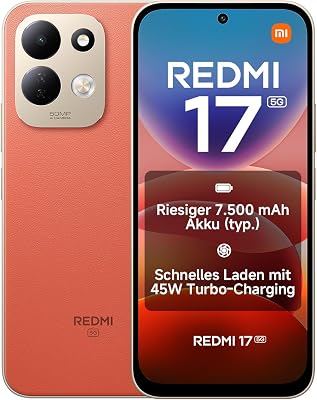 REDMI 17 5G, Smartphone 4+256 GB, Orange, 7500mAh Akku, 45W Laden