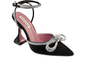 Zzheels Women Bowknot Clear Heels Crystal Slingback Sandals Lace-up Shoes for Party Dating