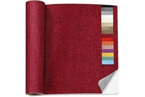 SIIRO 13 X 40 inch Linen Fabric Repair Patch, Self Adhesive Fabric Patches for Furniture, 16 Colors Couch Patch Repair Fabric, Fabric Upholstery Repair Kit for Sofa, Chair, Clothing(Dark Red)